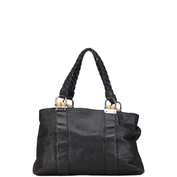 グッチ バンブー トートバッグ ショルダーバッグ 232947 ブラック レザー レディース GUCCI 【中古】