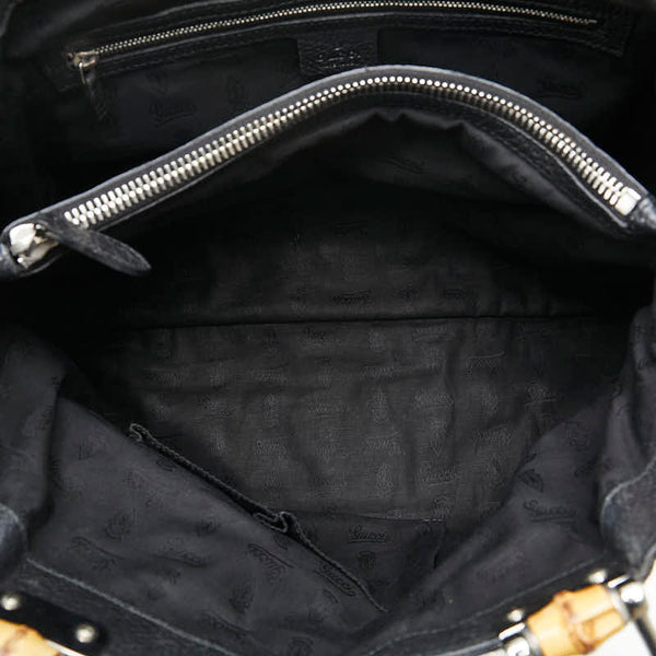 グッチ バンブー トートバッグ ショルダーバッグ 232947 ブラック レザー レディース GUCCI 【中古】