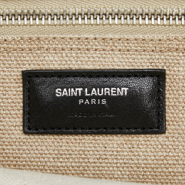 サンローラン リヴ ゴーシュ トートバッグ ベージュ ブラック キャンバス レザー レディース SAINT LAURENT 【中古】