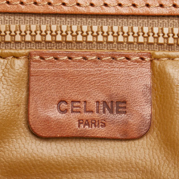 セリーヌ マカダム 斜め掛け ショルダーバッグ ベージュ ブラウン PVC レザー レディース CELINE 【中古】
