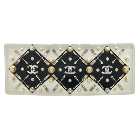 シャネル ココマーク バレッタ ヘアアクセサリー ホワイト マルチカラー プラスチック メッキ レディース CHANEL 【中古】