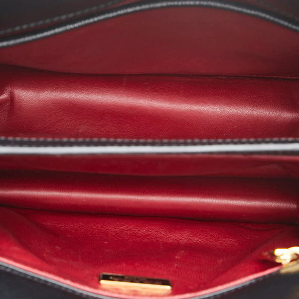 プラダ サフィアーノ 斜め掛け ショルダーバッグ ブラック ホワイト レザー レディース PRADA 【中古】