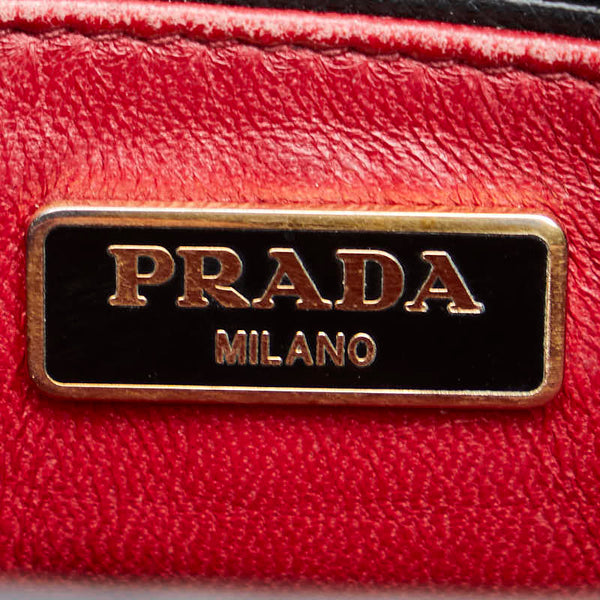 プラダ サフィアーノ 斜め掛け ショルダーバッグ ブラック ホワイト レザー レディース PRADA 【中古】