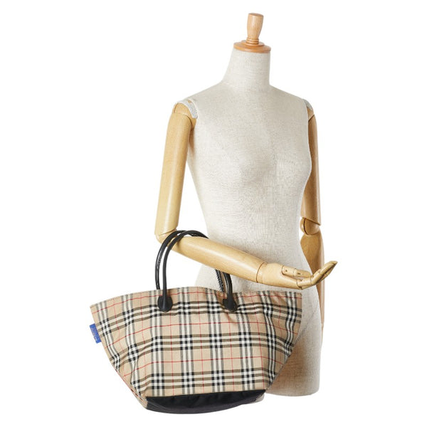 バーバリー ノバチェック ショルダーバッグ ベージュ ブラック キャンバス レザー レディース BURBERRY 【中古】
