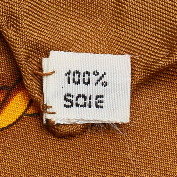 エルメス カレ70 ロープ柄 スカーフ ブラウン マルチカラー シルク レディース HERMES 【中古】