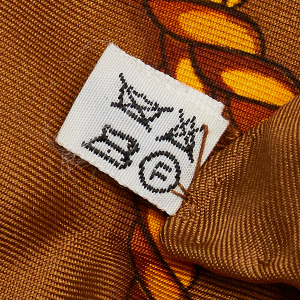 エルメス カレ70 ロープ柄 スカーフ ブラウン マルチカラー シルク レディース HERMES 【中古】