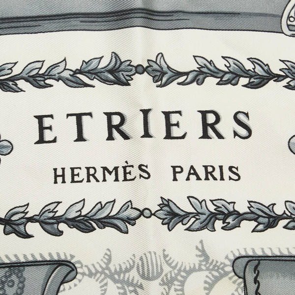 エルメス カレ90 ETRIERS 鐙柄 馬具柄 スカーフ ライトブルー マルチカラー シルク レディース HERMES 【中古】