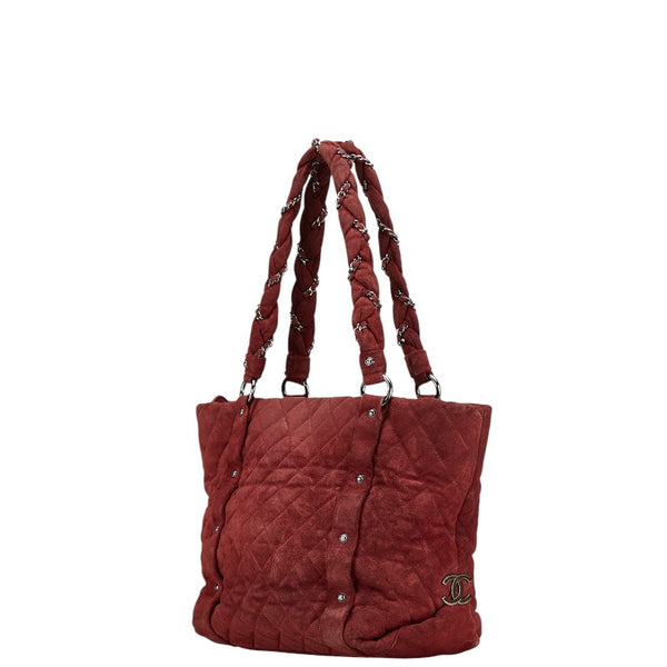 シャネル マトラッセ ココマーク トートバッグ ワインレッド スウェード レディース CHANEL 【中古】