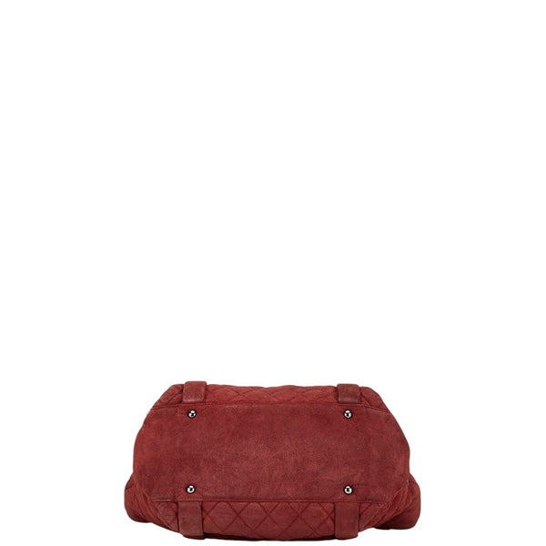 シャネル マトラッセ ココマーク トートバッグ ワインレッド スウェード レディース CHANEL 【中古】