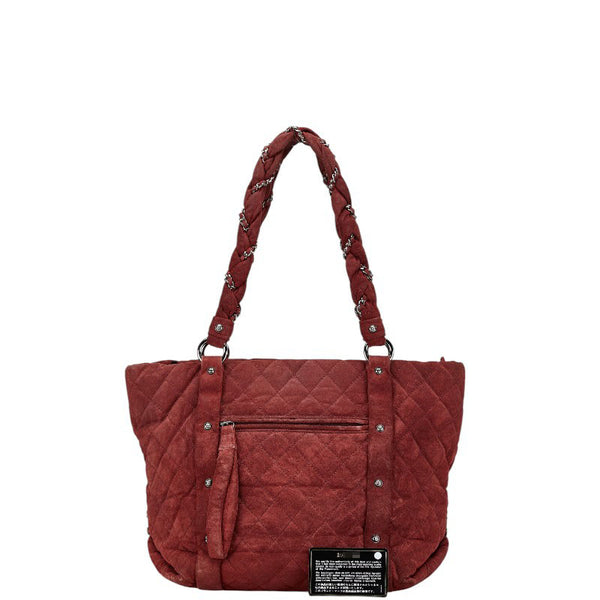 シャネル マトラッセ ココマーク トートバッグ ワインレッド スウェード レディース CHANEL 【中古】