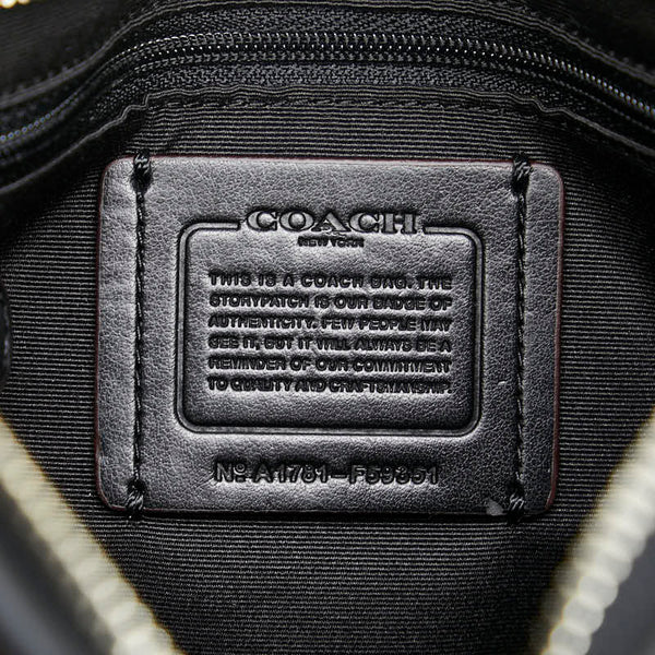 コーチ スタッズ ストーン 斜め掛け ショルダーバッグ ブラック レザー レディース COACH 【中古】
