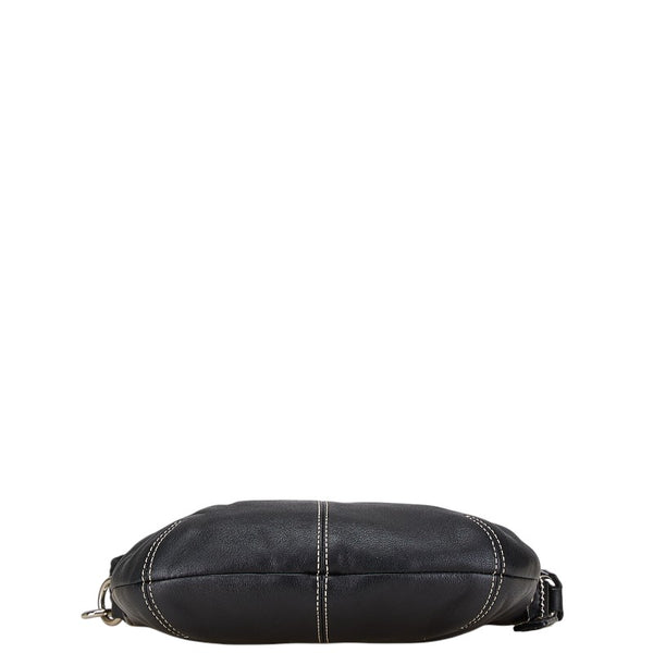 コーチ ステッチ 斜め掛け ショルダーバッグ ブラック レザー レディース COACH 【中古】