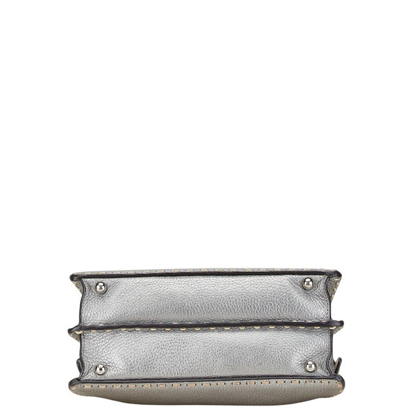 フェンディ セレリア ピーカブー スモール ハンドバッグ 8BN244 シルバー レザー レディース FENDI 【中古】