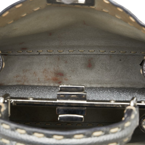 フェンディ セレリア ピーカブー スモール ハンドバッグ 8BN244 シルバー レザー レディース FENDI 【中古】