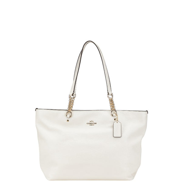 コーチ チェーン ハンドバッグ トートバッグ 36600 ホワイト レザー レディース COACH 【中古】