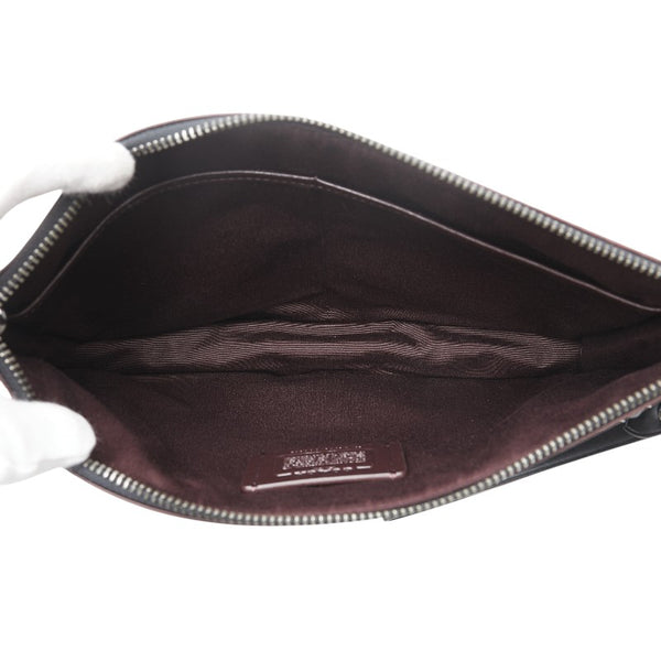 コーチ シグネチャー セカンドバッグ クラッチバッグ グレー ブラック PVC レザー メンズ COACH 【中古】