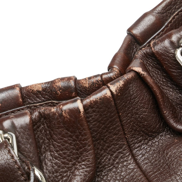 セリーヌ ピロー スモール ハンドバッグ ショルダーバッグ 2WAY ブラウン レザー レディース CELINE 【中古】