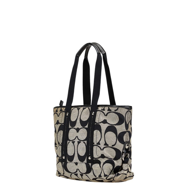 コーチ シグネチャー ハンドバッグ ショルダーバッグ 2WAY F18855 ブラック ベージュ キャンバス レザー レディース COACH 【中古】