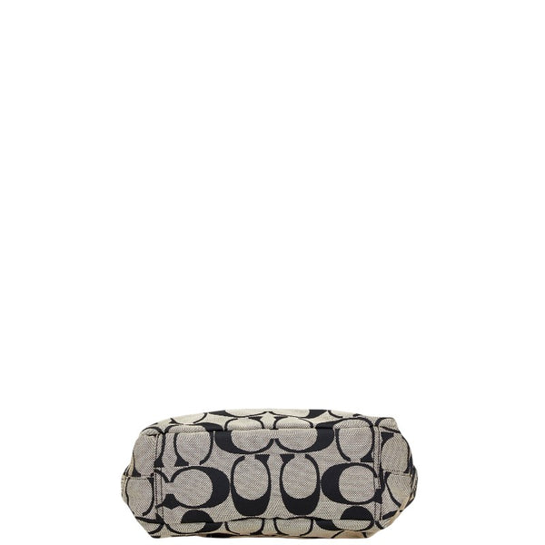 コーチ シグネチャー ハンドバッグ ショルダーバッグ 2WAY F18855 ブラック ベージュ キャンバス レザー レディース COACH 【中古】