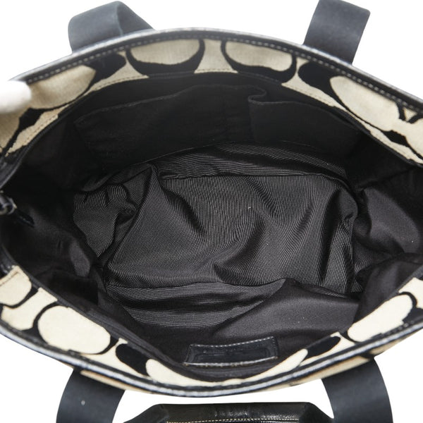 コーチ シグネチャー ハンドバッグ ショルダーバッグ 2WAY F18855 ブラック ベージュ キャンバス レザー レディース COACH 【中古】