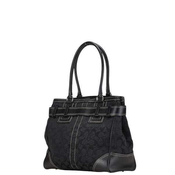 コーチ シグネチャー ハンドバッグ 10247 ブラック キャンバス レザー レディース COACH 【中古】