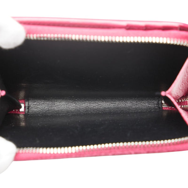 サンローラン YSLロゴ ラウンドファスナー 二つ折り財布 ピンク レザー レディース SAINT LAURENT 【中古】