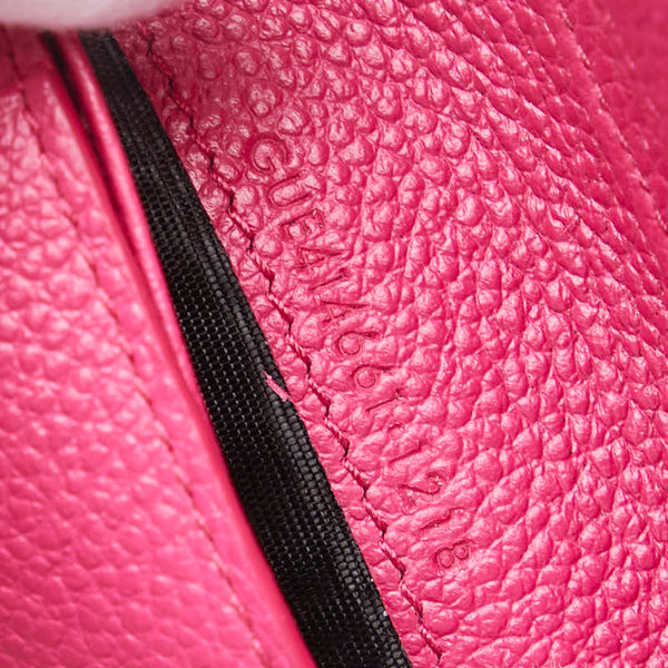 サンローラン YSLロゴ ラウンドファスナー 二つ折り財布 ピンク レザー レディース SAINT LAURENT 【中古】