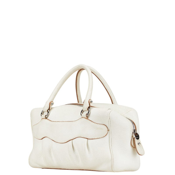 サルヴァトーレフェラガモ ガンチーニ ハンドバッグ ミニボストンバッグ EE-21 6878 ホワイト レザー レディース Salvatore Ferragamo 【中古】