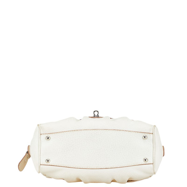 サルヴァトーレフェラガモ ガンチーニ ハンドバッグ ミニボストンバッグ EE-21 6878 ホワイト レザー レディース Salvatore Ferragamo 【中古】