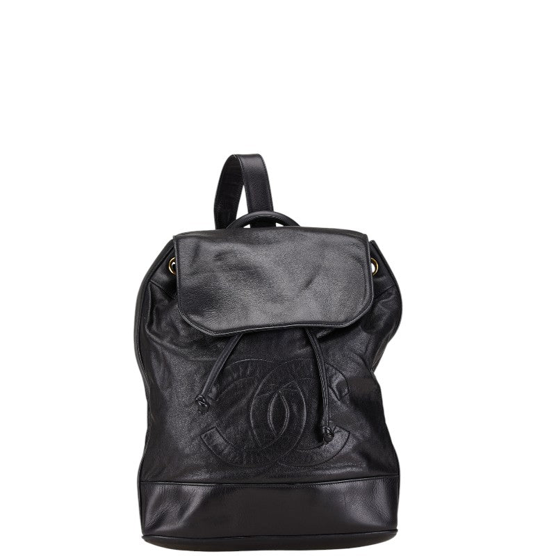 シャネル ココマーク 斜め掛け ショルダーバッグ ブラック ラムスキン レディース CHANEL 【中古】