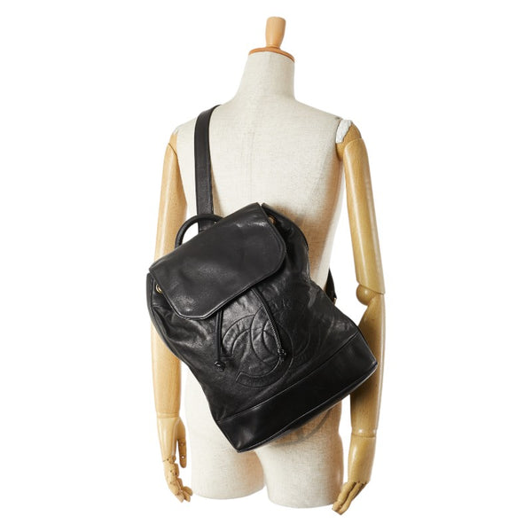 シャネル ココマーク 斜め掛け ショルダーバッグ ブラック ラムスキン レディース CHANEL 【中古】