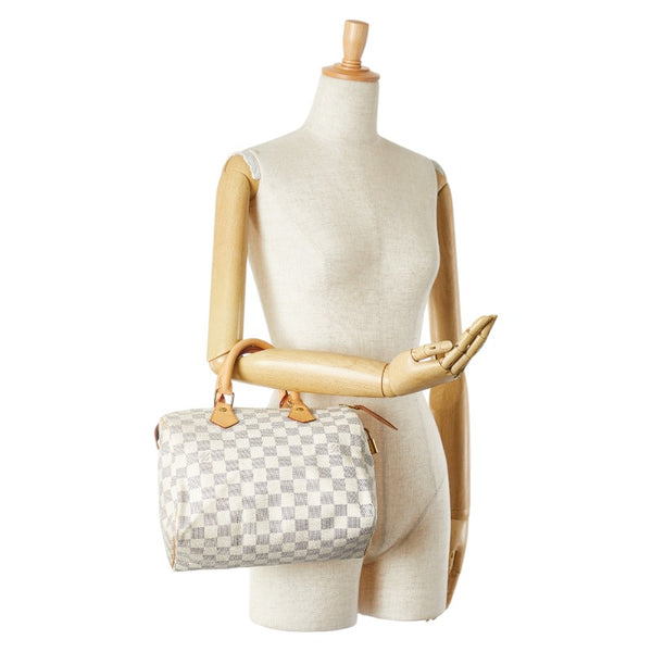 ルイ ヴィトン ダミエ アズール スピーディ25 ハンドバッグ N41371 ホワイト PVC レザー レディース LOUIS VUITTON 【中古】