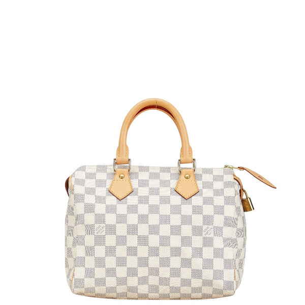 ルイ ヴィトン ダミエ アズール スピーディ25 ハンドバッグ N41371 ホワイト PVC レザー レディース LOUIS VUITTON 【中古】