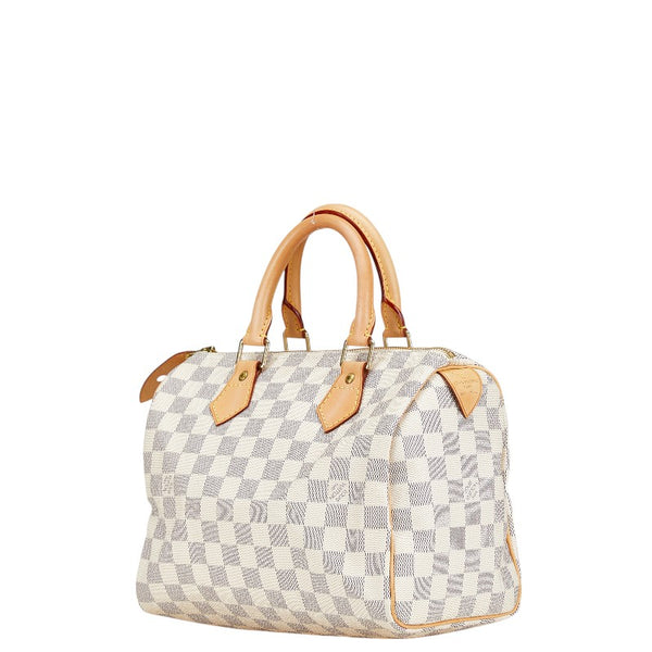ルイ ヴィトン ダミエ アズール スピーディ25 ハンドバッグ N41371 ホワイト PVC レザー レディース LOUIS VUITTON 【中古】