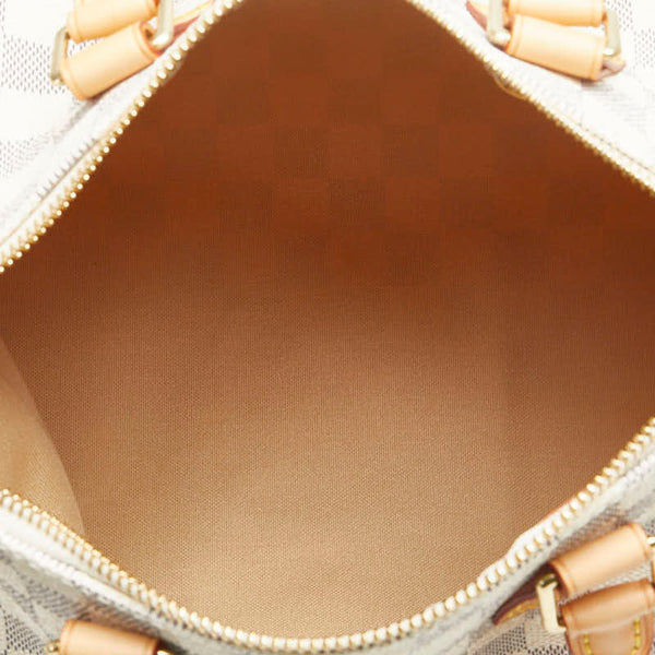 ルイ ヴィトン ダミエ アズール スピーディ25 ハンドバッグ N41371 ホワイト PVC レザー レディース LOUIS VUITTON 【中古】