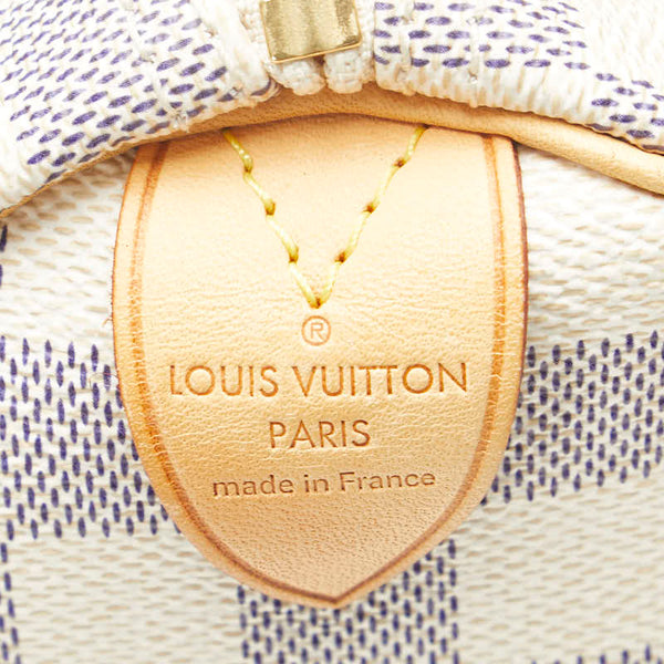 ルイ ヴィトン ダミエ アズール スピーディ25 ハンドバッグ N41371 ホワイト PVC レザー レディース LOUIS VUITTON 【中古】