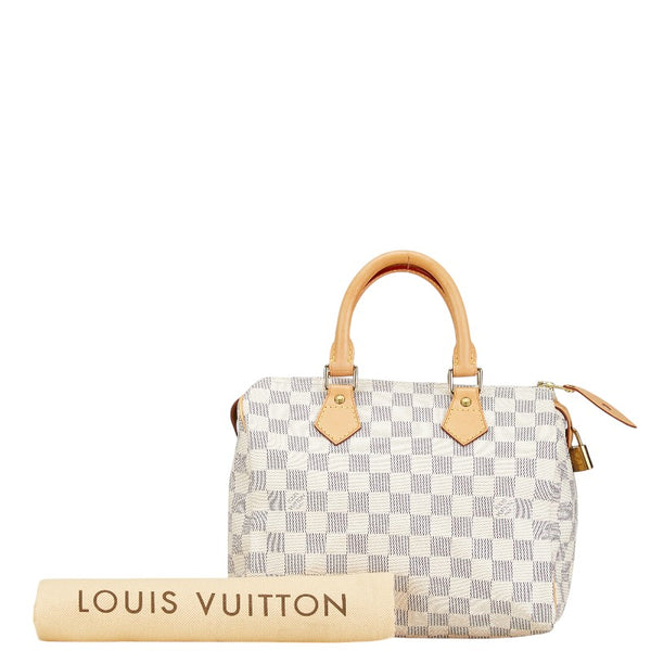 ルイ ヴィトン ダミエ アズール スピーディ25 ハンドバッグ N41371 ホワイト PVC レザー レディース LOUIS VUITTON 【中古】