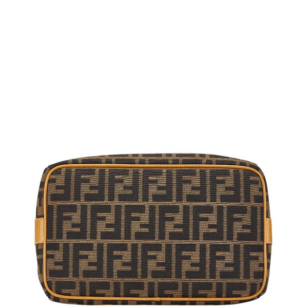 フェンディ ズッカ バニティバッグ ハンドバッグ カーキ ブラウン キャンバス レザー レディース FENDI 【中古】