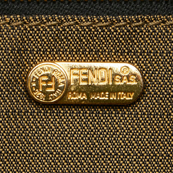 フェンディ ズッカ バニティバッグ ハンドバッグ カーキ ブラウン キャンバス レザー レディース FENDI 【中古】