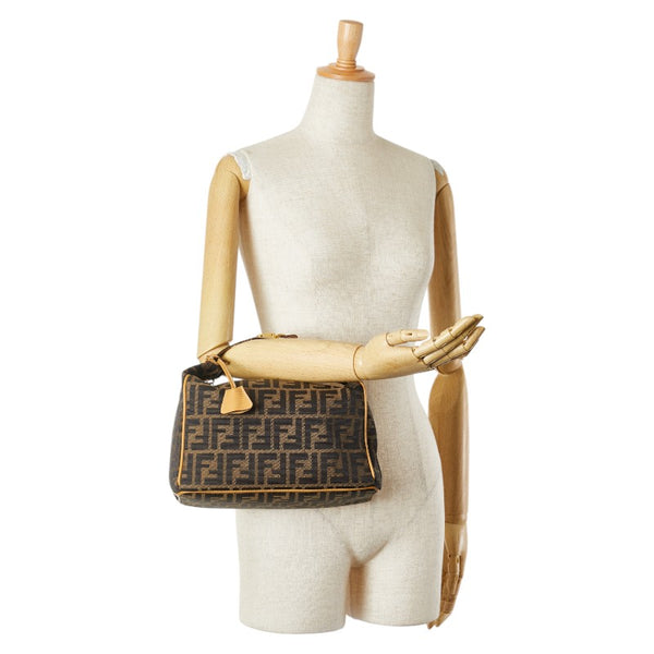 フェンディ ズッカ バニティバッグ ハンドバッグ カーキ ブラウン キャンバス レザー レディース FENDI 【中古】