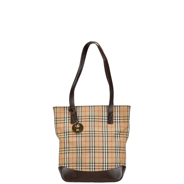 バーバリー ノバチェック トートバッグ ショルダーバッグ ベージュ ブラウン キャンバス レザー レディース BURBERRY 【中古】