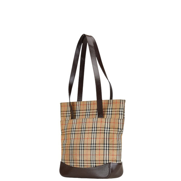 バーバリー ノバチェック トートバッグ ショルダーバッグ ベージュ ブラウン キャンバス レザー レディース BURBERRY 【中古】
