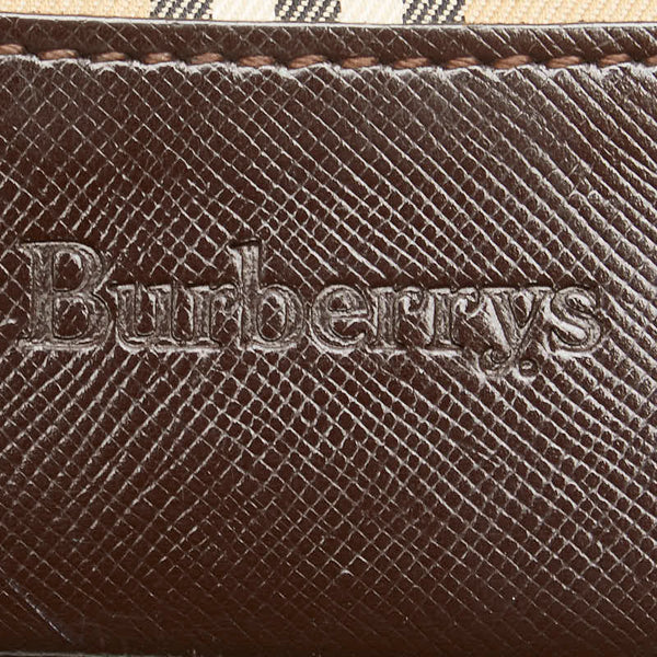 バーバリー ノバチェック トートバッグ ショルダーバッグ ベージュ ブラウン キャンバス レザー レディース BURBERRY 【中古】