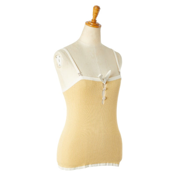 シャネル ココマーク ラインストーン キャミソール サイズ：38 イエロー ホワイト コットン ポリアミド レディース CHANEL 【中古】