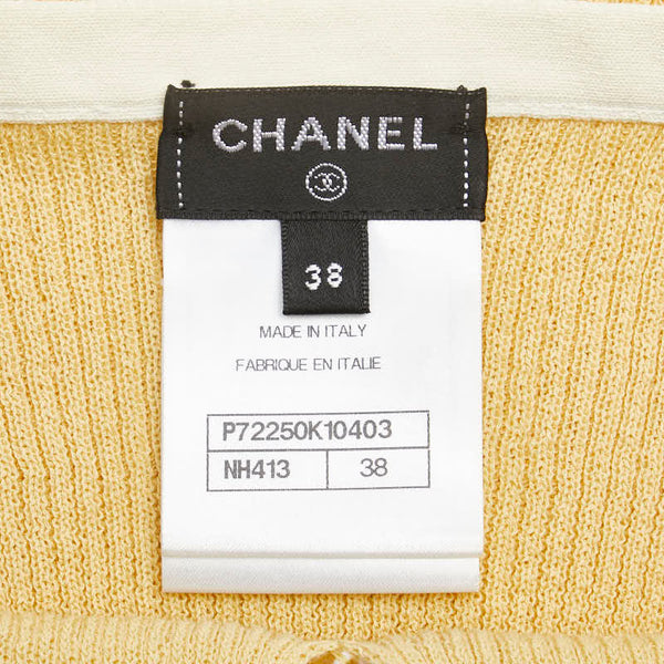 シャネル ココマーク ラインストーン キャミソール サイズ：38 イエロー ホワイト コットン ポリアミド レディース CHANEL 【中古】