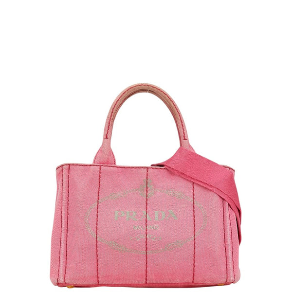 プラダ カナパ ハンドバッグ ショルダーバッグ 2WAY ピンク キャンバス レディース PRADA 【中古】