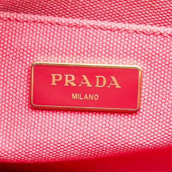 プラダ カナパ ハンドバッグ ショルダーバッグ 2WAY ピンク キャンバス レディース PRADA 【中古】