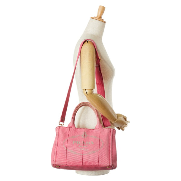 プラダ カナパ ハンドバッグ ショルダーバッグ 2WAY ピンク キャンバス レディース PRADA 【中古】