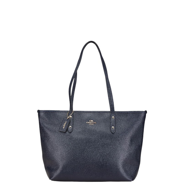 コーチ ハンドバッグ トートバッグ ネイビー レザー レディース COACH 【中古】
