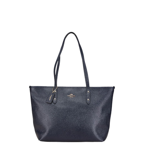 コーチ ハンドバッグ トートバッグ ネイビー レザー レディース COACH 【中古】